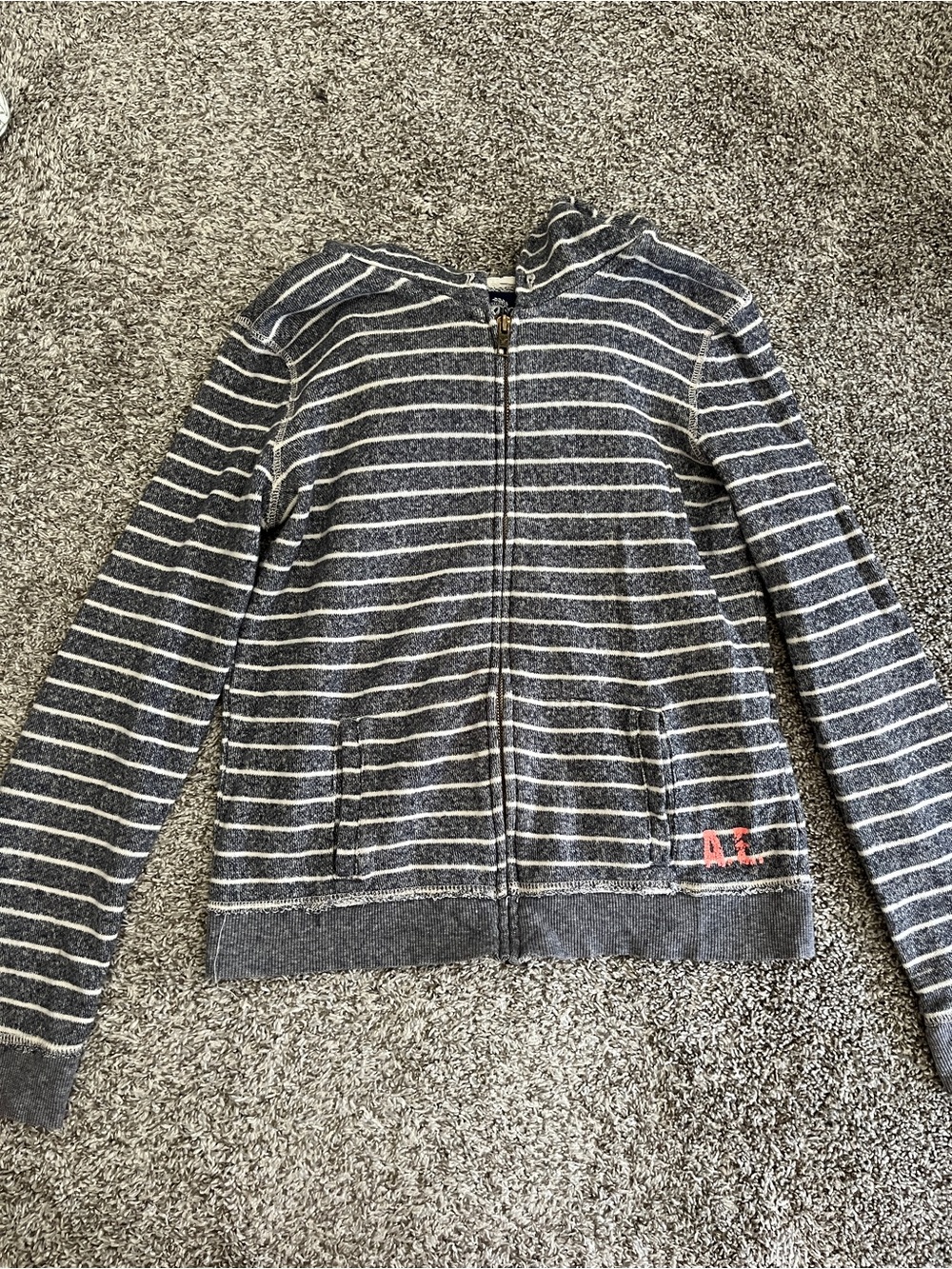 American Eagle Outfitters Striped Zip Up Sweatshirt